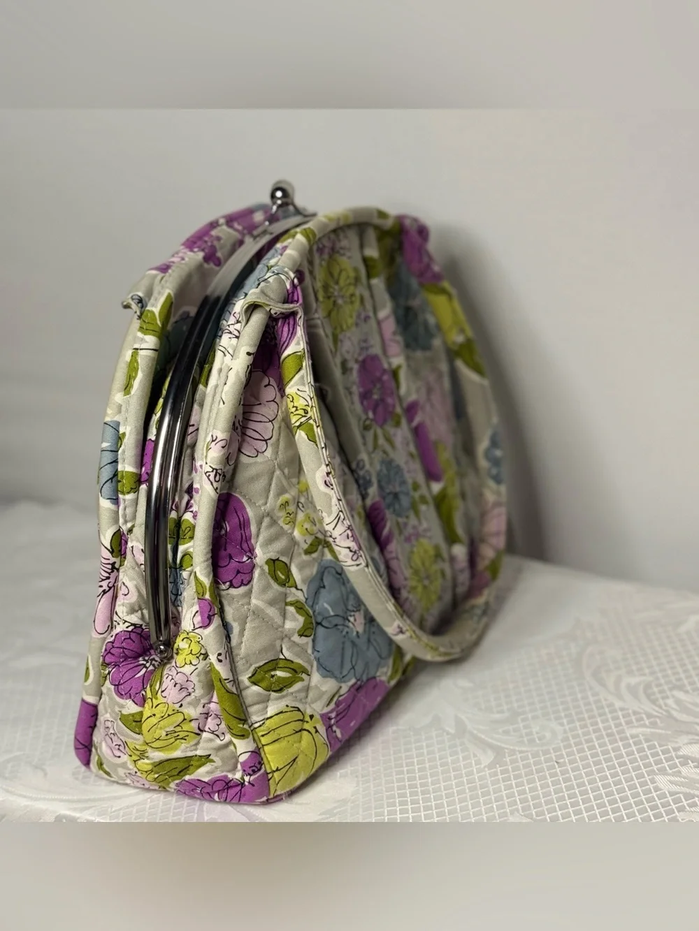 Vera Bradley Quilted Floral Frame Satchel-Retired Pattern- Double Compartment